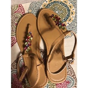 NWOT Multicolored Beaded Sandals